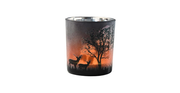 TEELICHTGLAS - Silberfarben/Schwarz, Basics, Glas (7,3/8cm) - Ambia Home