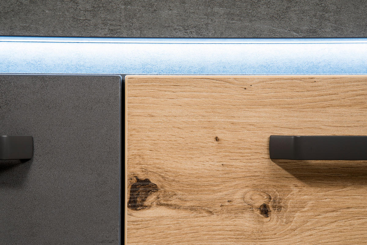 SCHUHSCHRANK 75/99/38 cm  - Eichefarben/Anthrazit, Design, Holzwerkstoff/Metall (75/99/38cm) - Voleo