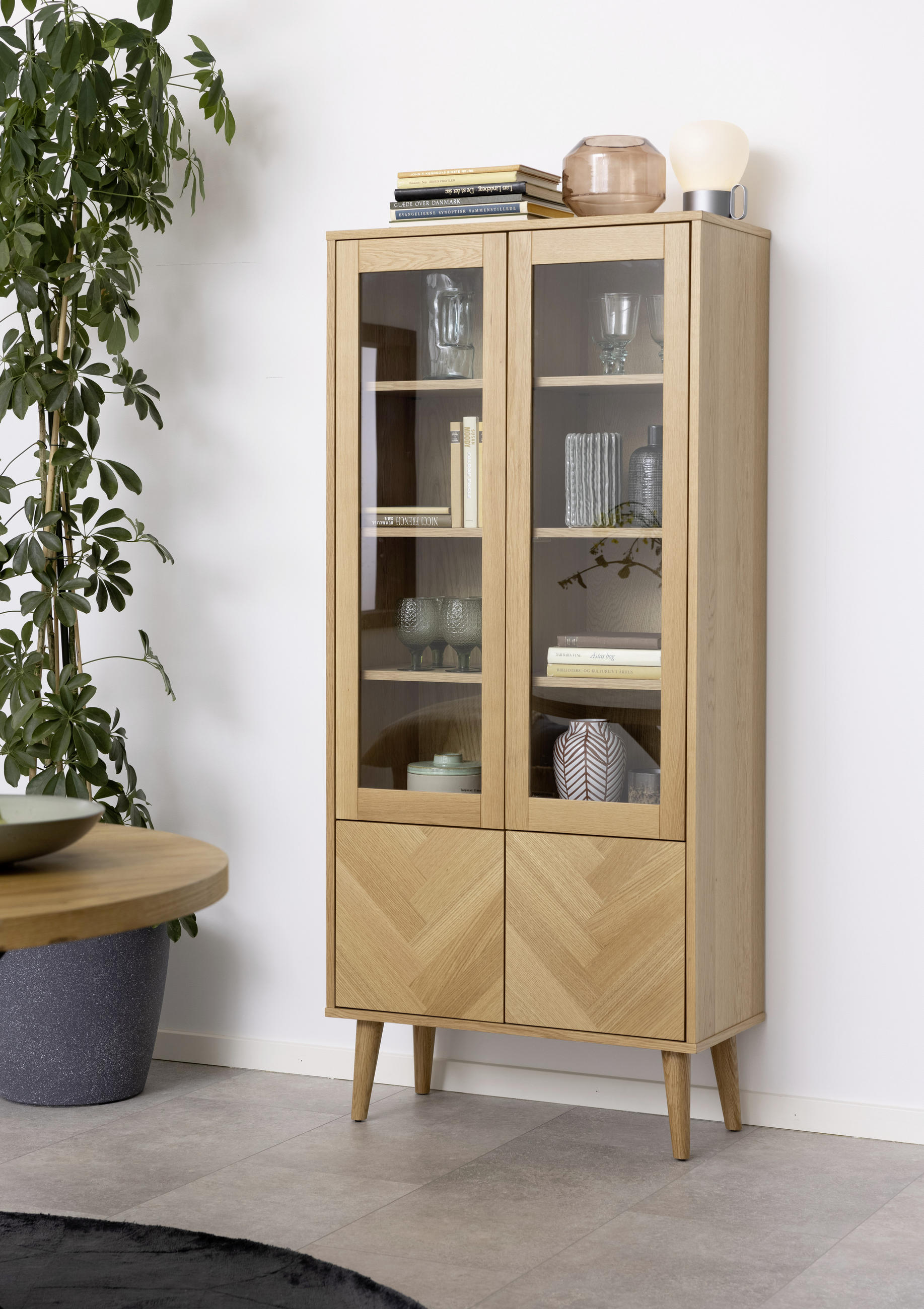 VITRINE in furniert Klar, Eichefarben  - Klar/Eichefarben, KONVENTIONELL, Glas/Holz (80/178/37cm) - MID.YOU