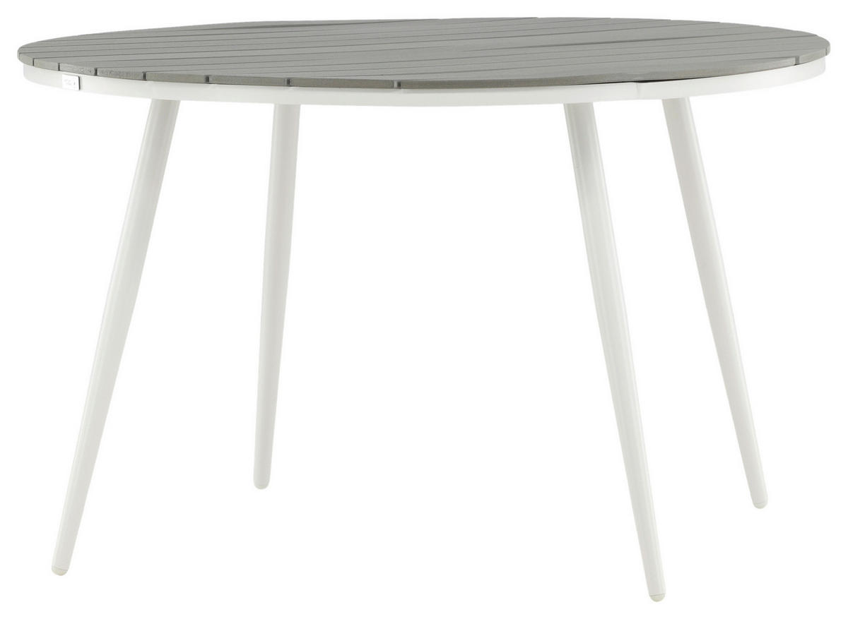 GARTENTISCH Metall, Kunststoff Grau, Weiß rund  - Weiß/Grau, KONVENTIONELL, Kunststoff/Metall (120/120/74cm) - Gardenson