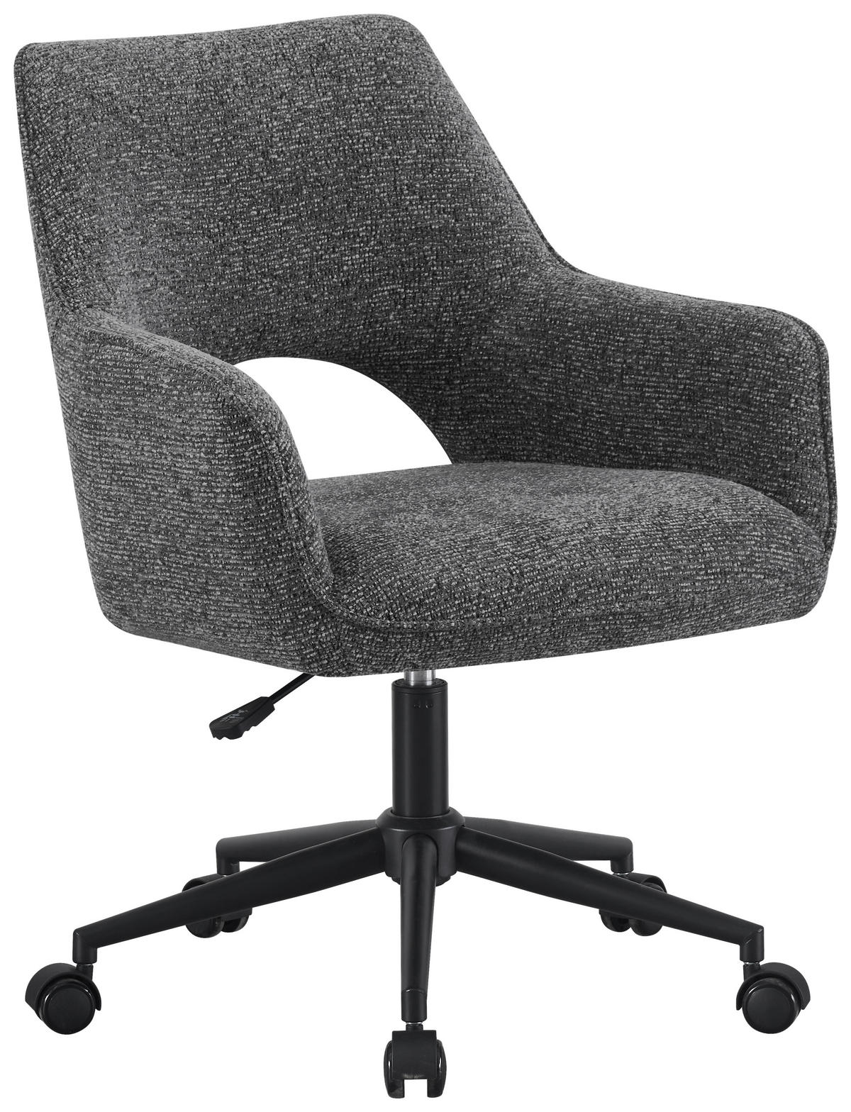 DREHSTUHL Webstoff Schwarz, Dunkelgrau  - Dunkelgrau/Schwarz, MODERN, Textil/Metall (59/83-90/61,5cm) - MID.YOU