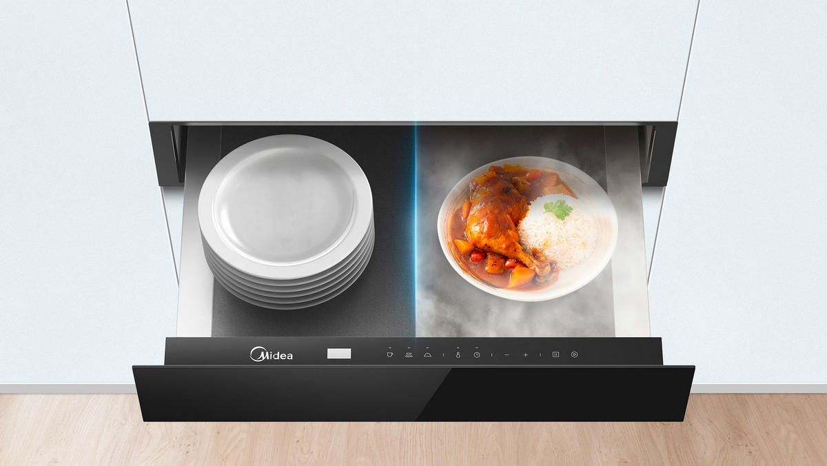 WÄRMESCHUBLADE MWMTCN14J-BK  - Schwarz, Basics, Glas/Metall (59,5/14,1/54,1cm) - Midea