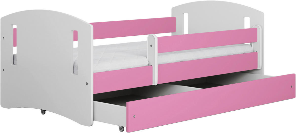 KINDER-/JUNIORBETT 80/160 cm  in Weiß, Pink  - Pink/Birkefarben, MODERN, Holz/Holzwerkstoff (80/160cm) - MID.YOU