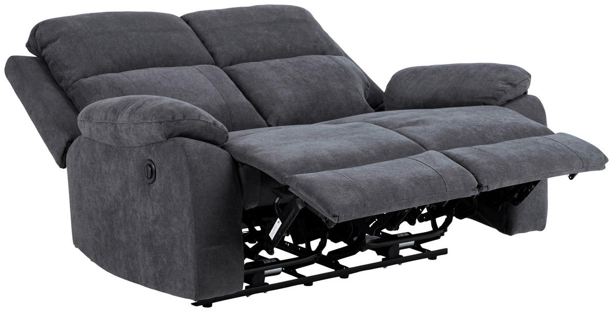 2-SITZER-SOFA in Chenille Dunkelgrau  - Dunkelgrau/Schwarz, Konventionell, Textil/Metall (143,5/98/95cm) - MID.YOU