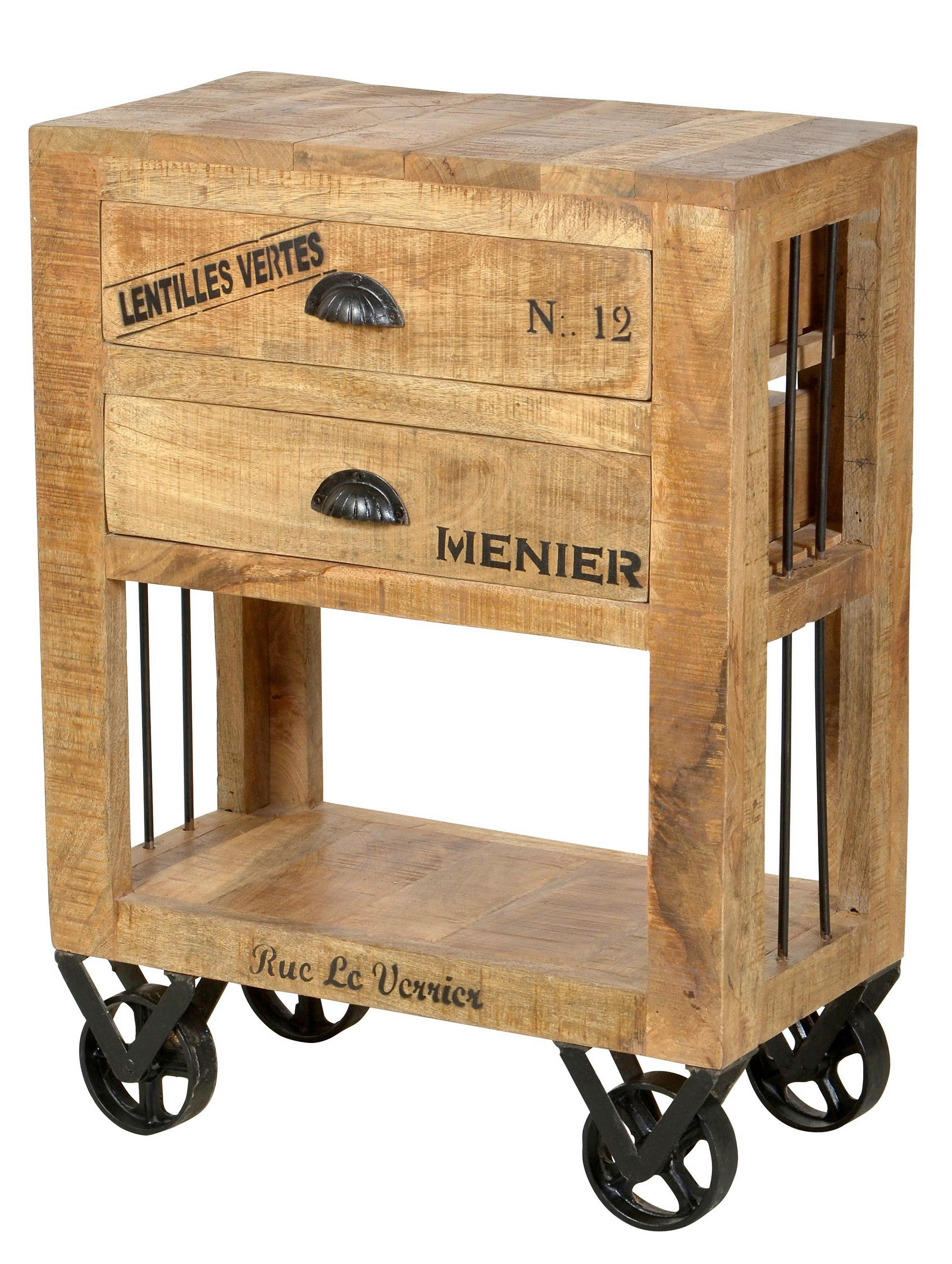 KOMMODE , 60/80/30 cm, 2 Schublade(n)  - Schwarz/Naturfarben, Design, Holz/Metall (60/80/30cm) - MID.YOU