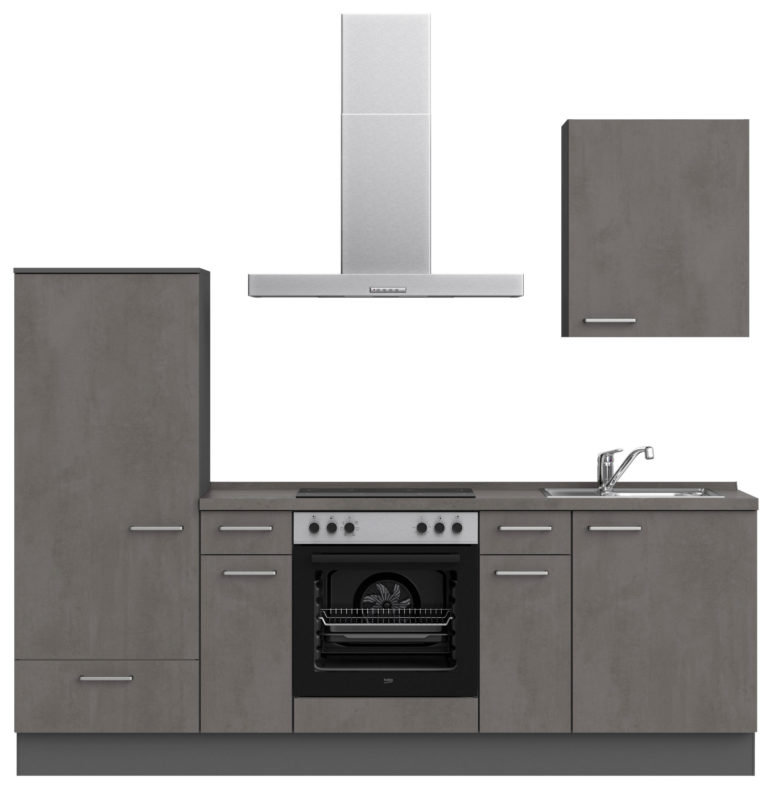 KÜCHENBLOCK 240 cm   in Schieferfarben  - Schieferfarben/Edelstahlfarben, MODERN, Holzwerkstoff/Metall (240cm) - Nobilia