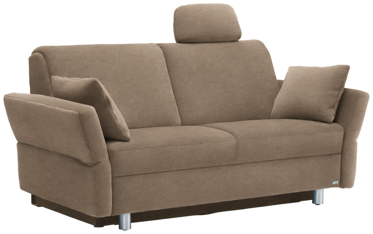 SCHLAFSOFA in Velours, beflockt Sandfarben  - Sandfarben/Alufarben, KONVENTIONELL, Kunststoff/Textil (170/88/91cm) - Sedda