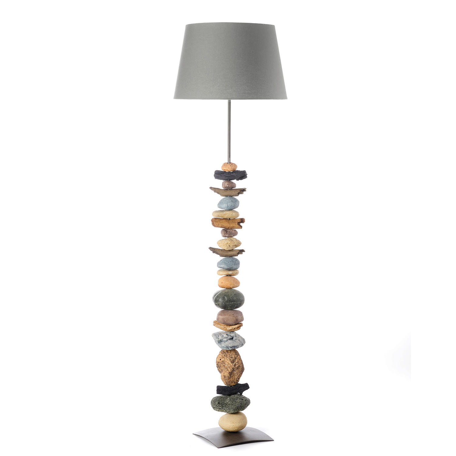 STOJACÍ LAMPA, 45/164 cm  - černá/modrošedá, Natur, kov/textil (45/164cm)