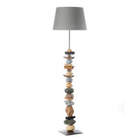 STOJACÍ LAMPA, 45/164 cm  - černá/modrošedá, Natur, kov/textil (45/164cm)