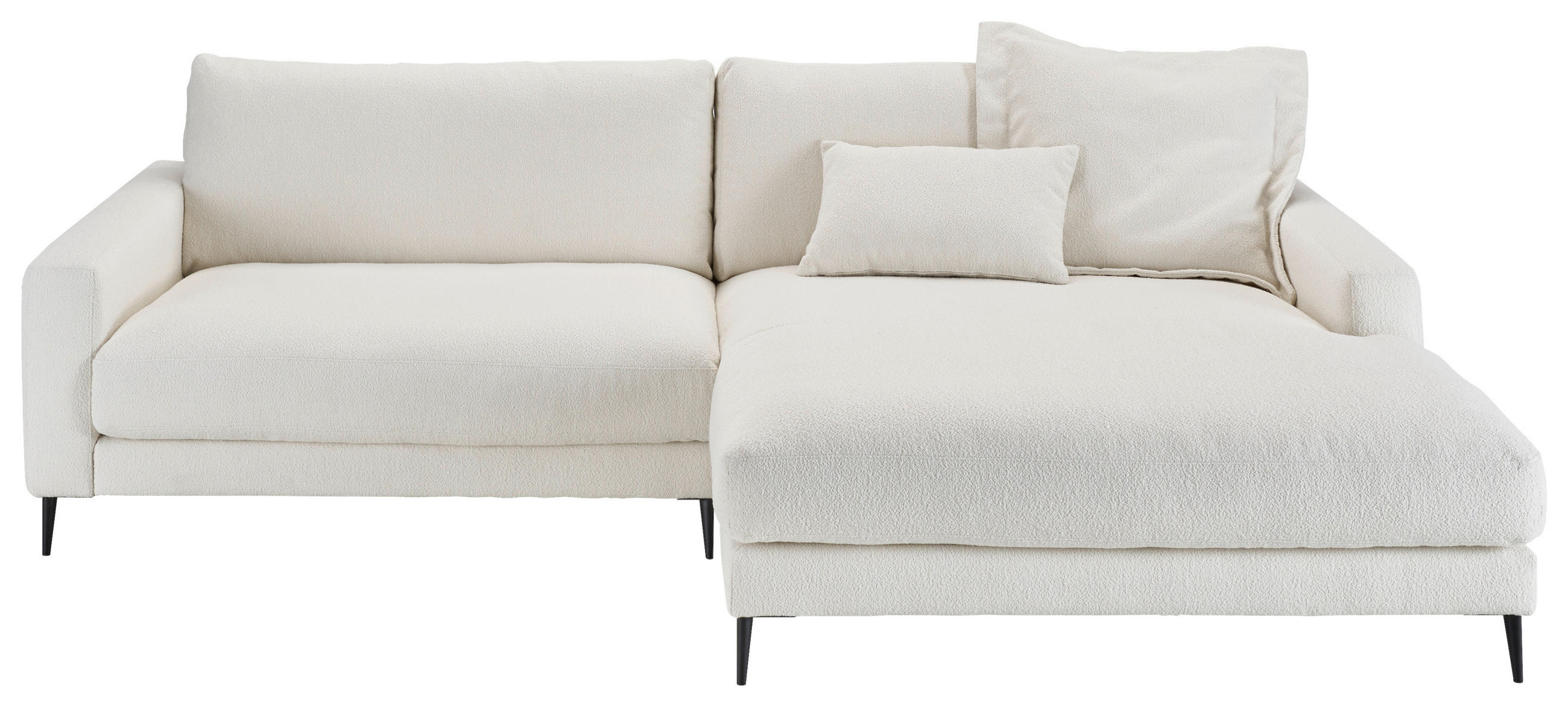 ECKSOFA Weiß Flachgewebe Rücken echt  - Schwarz/Weiß, Design, Textil/Metall (272/190cm) - Pure Home Lifestyle