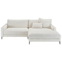 ECKSOFA 272/190 cm  in Flachgewebe Weiß Rücken echt  272/190 cm  - Schwarz/Weiß, Design, Textil/Metall (272/190cm) - Lomoco