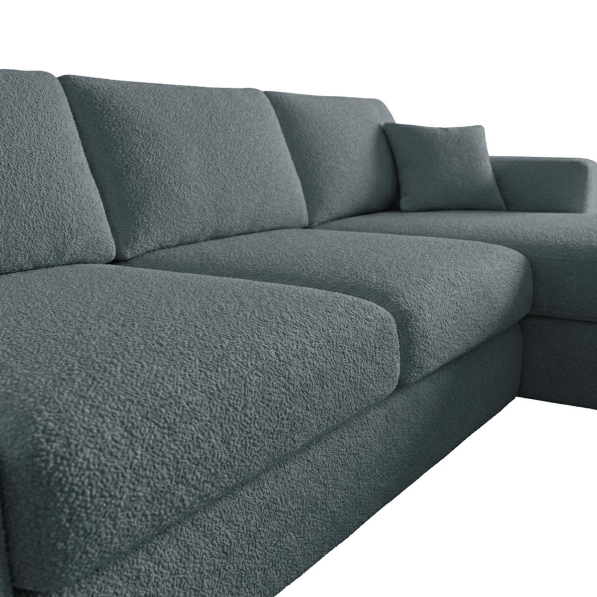 ECKSOFA LAPIT Grau Chenille Zierkissen, Rückenkissen, Bettkasten  - Schwarz/Grau, Design, Holz/Textil (240/170cm) - MID.YOU