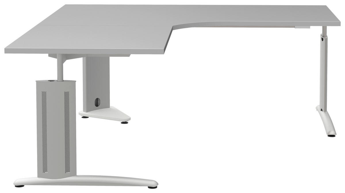ECKSCHREIBTISCH 180/180/70-82 cm  in Anthrazit, Grau, Alufarben  - Anthrazit/Alufarben, KONVENTIONELL, Holzwerkstoff/Metall (180/180/70-82cm) - Moderano