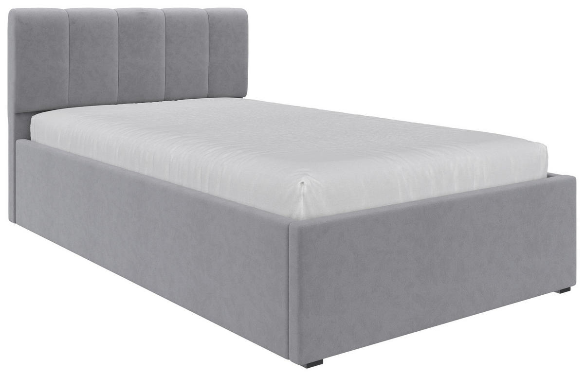 POLSTERBETT 120/200 cm,  in Silberfarben, Lattenrost, Bettkasten,  - Silberfarben/Schwarz, Design, Holz/Kunststoff (120/200cm) - Stylife