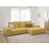 ECKSCHLAFSOFA EVEREST  mit Rücken echt, Armteil links, Armteil rechts Flachgewebe Gelb  - Gelb/Schwarz, MODERN, Kunststoff/Textil (318/180cm) - Livetastic