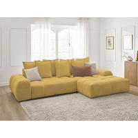 ECKSCHLAFSOFA EVEREST  mit Rücken echt, Armteil links, Armteil rechts Flachgewebe Gelb  - Gelb/Schwarz, MODERN, Kunststoff/Textil (318/180cm) - Livetastic