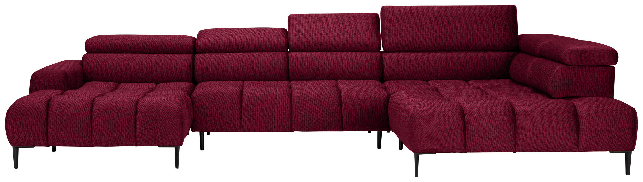 WOHNLANDSCHAFT in Webstoff Rot  - Rot/Schwarz, Design, Textil/Metall (177/385/216cm) - Welnova