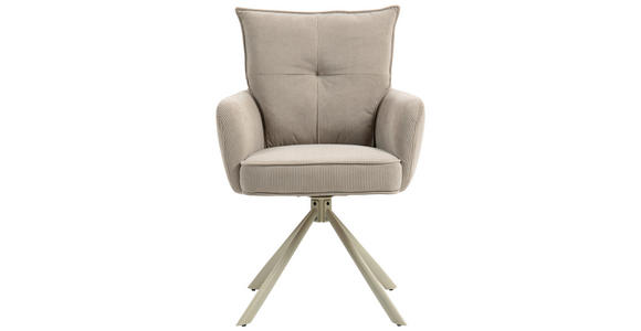 ARMLEHNSTUHL in Feincord - Taupe, Design, Textil/Metall (61/95/67cm) - Novel