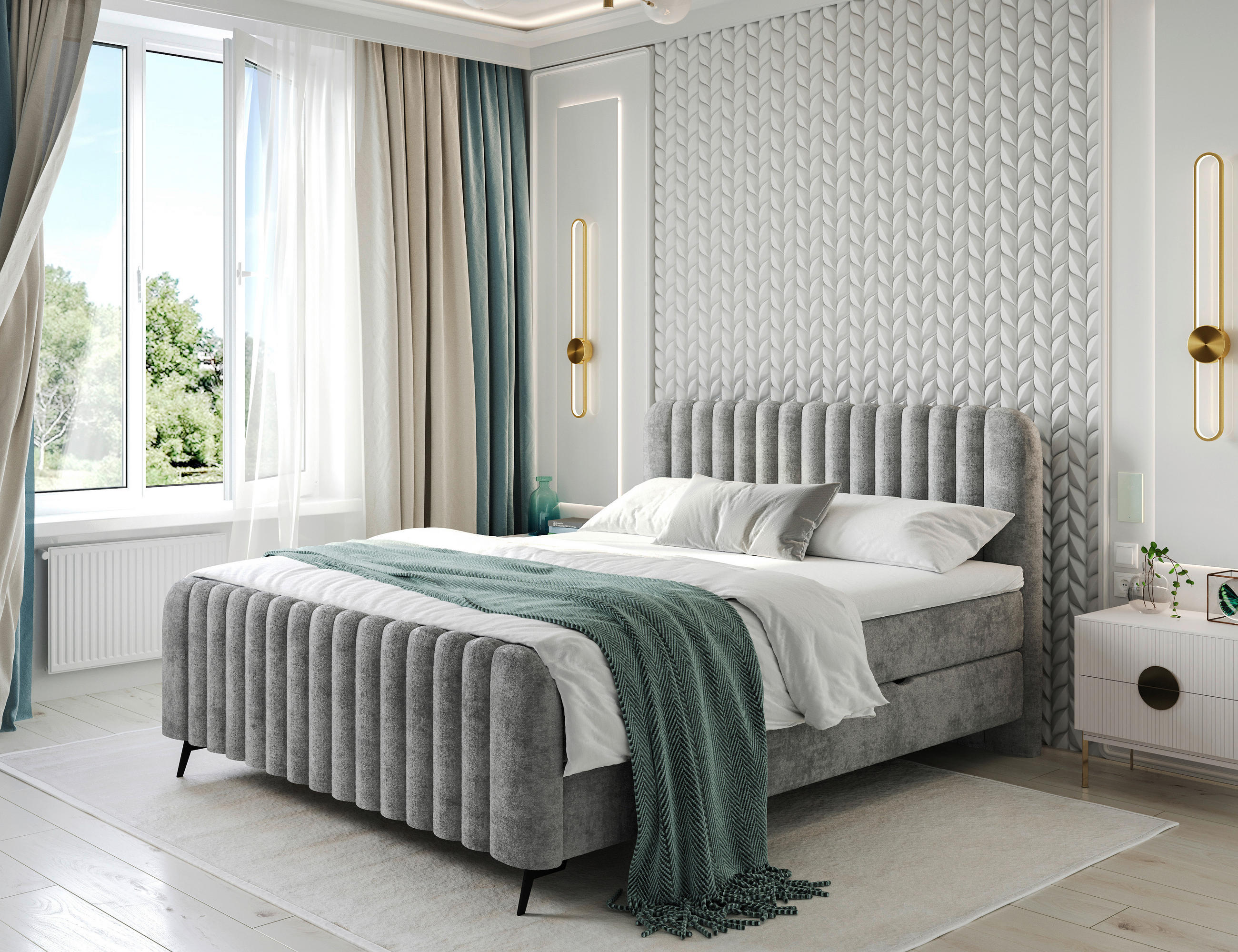 MID.YOU AMERICKÁ POSTEĽ, 180/200 cm, sivá