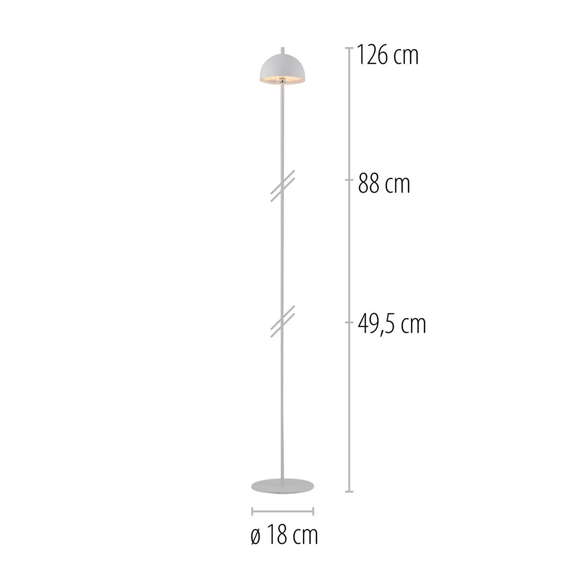 AKKU-STEHLEUCHTE 18/18/126 cm    - Weiß, Design, Kunststoff/Metall (18/18/126cm) - Schöner Wohnen