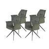 ARMLEHNSTUHL-SET 4 Stück  in Stahl Webstoff, Mikrofaser  - Schwarz/Grün, MODERN, Textil/Metall (65/92/64cm) - MID.YOU