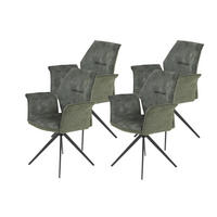 ARMLEHNSTUHL-SET 4 Stück  in Stahl Webstoff, Mikrofaser  - Schwarz/Grün, MODERN, Textil/Metall (65/92/64cm) - MID.YOU