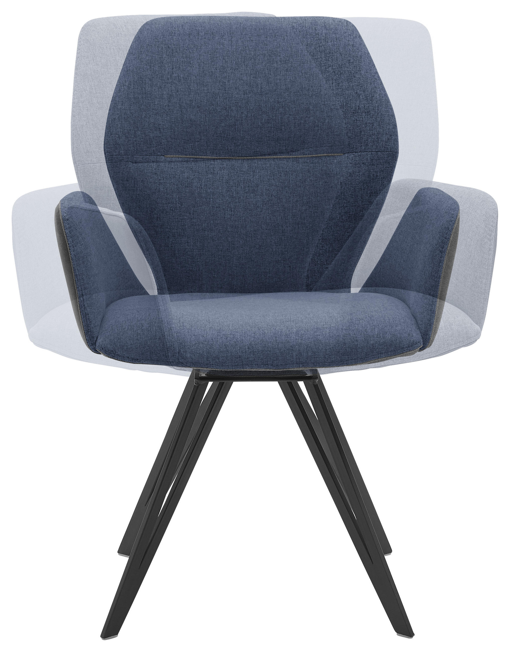 ARMLEHNSTUHL  in Webstoff, Mikrofaser  - Blau/Anthrazit, Design, Textil/Metall (62/91/59cm) - Valnatura