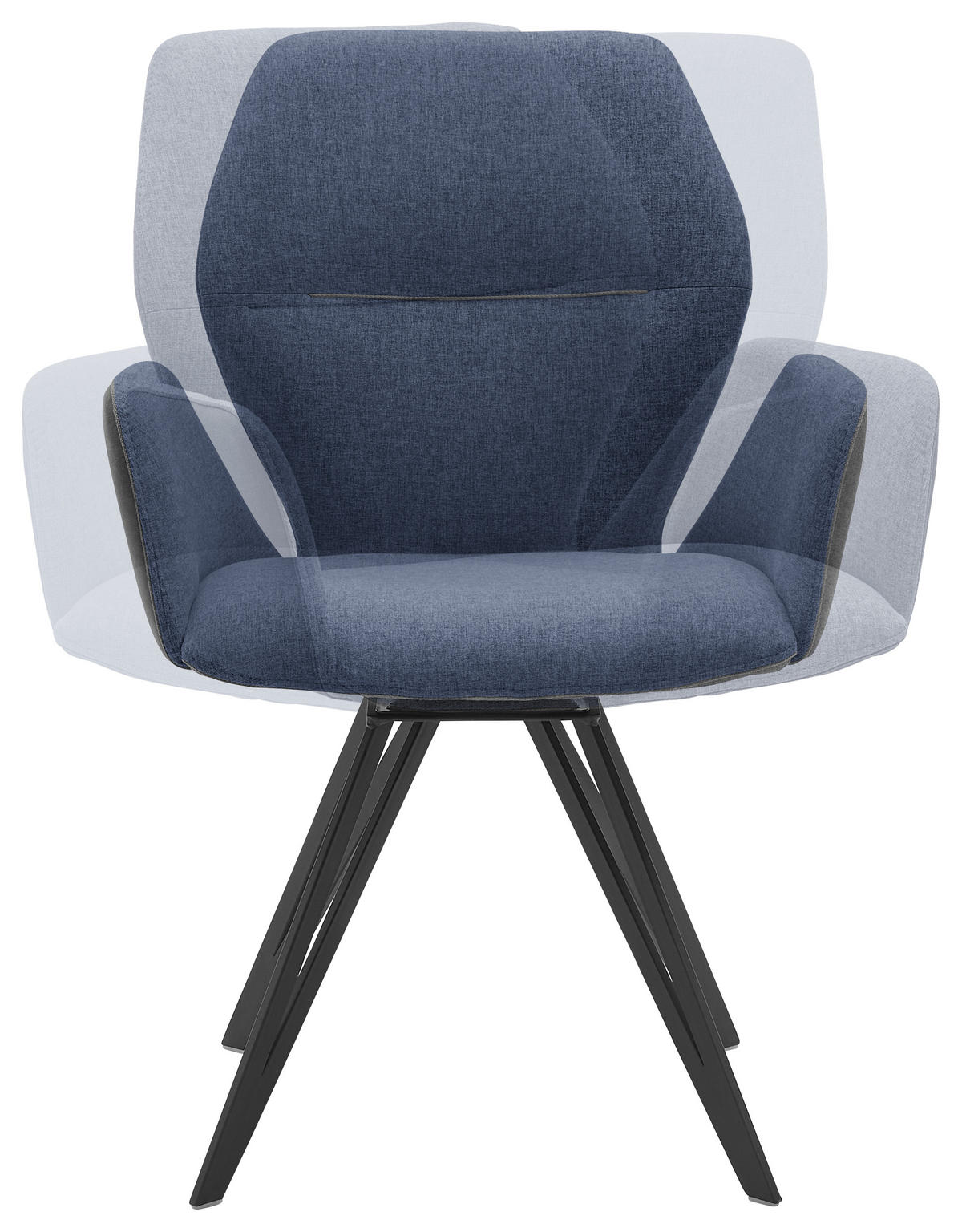 ARMLEHNSTUHL  in Webstoff, Mikrofaser  - Blau/Anthrazit, Design, Textil/Metall (62/91/59cm) - Valnatura