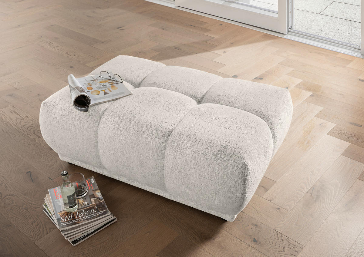 ECKSOFA Chenille Creme  - Creme/Schwarz, Modern, Kunststoff/Textil (203/254cm) - Livetastic