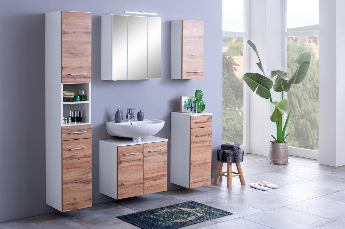 HÄNGESCHRANK 30/64/20 cm  - Chromfarben/Eiche Wotan, MODERN, Holzwerkstoff/Metall (30/64/20cm) - Held