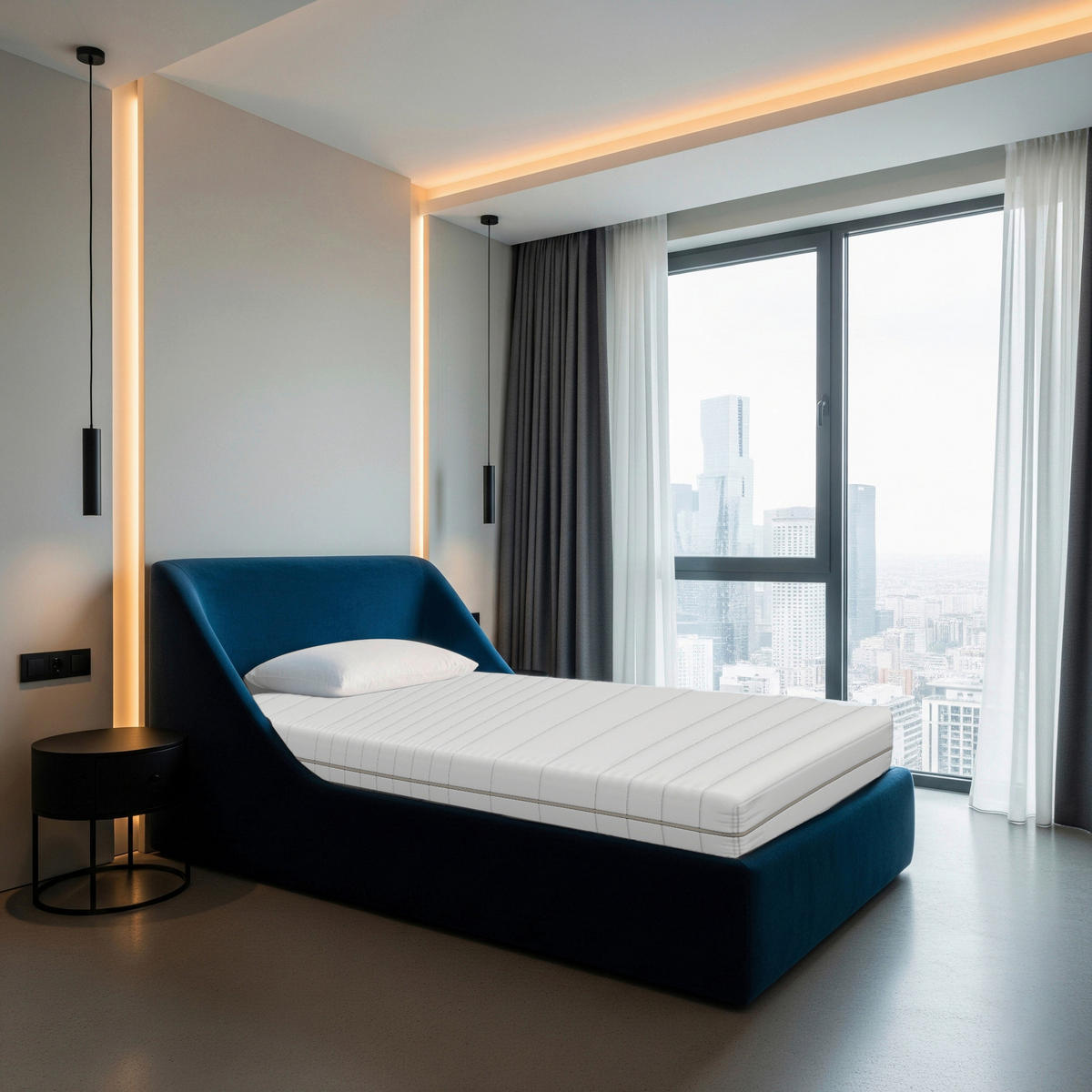 KALTSCHAUMMATRATZE 180/200 cm, Höhe ca.: 18 cm, H3 = fest, 7-Zonen - Weiß, Basics, Textil (180/200cm) - Chameo