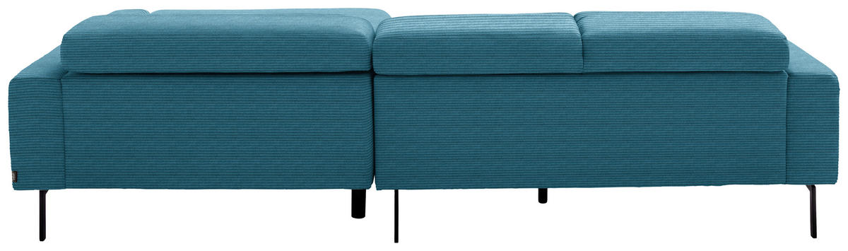 ECKSOFA Cord Petrol  - Petrol/Schwarz, Design, Textil/Metall (215-217/293cm) - Schöner Wohnen