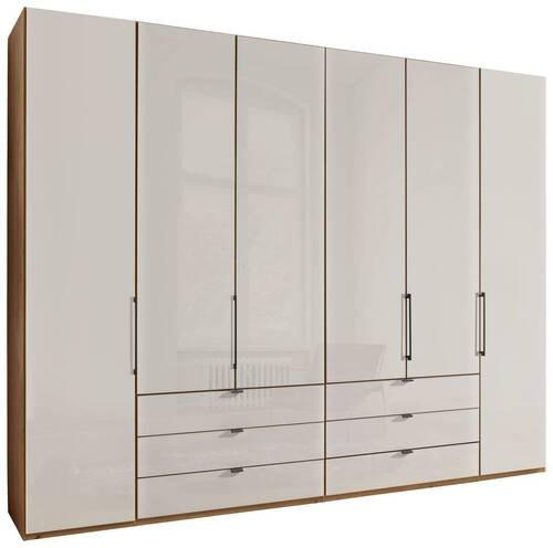 FALTTÜRENSCHRANK 300/236/58 cm 6-türig Champagner, Eiche Bianco  - Schieferfarben/Eiche Bianco, KONVENTIONELL, Glas/Holzwerkstoff (300/236/58cm) - Dieter Knoll