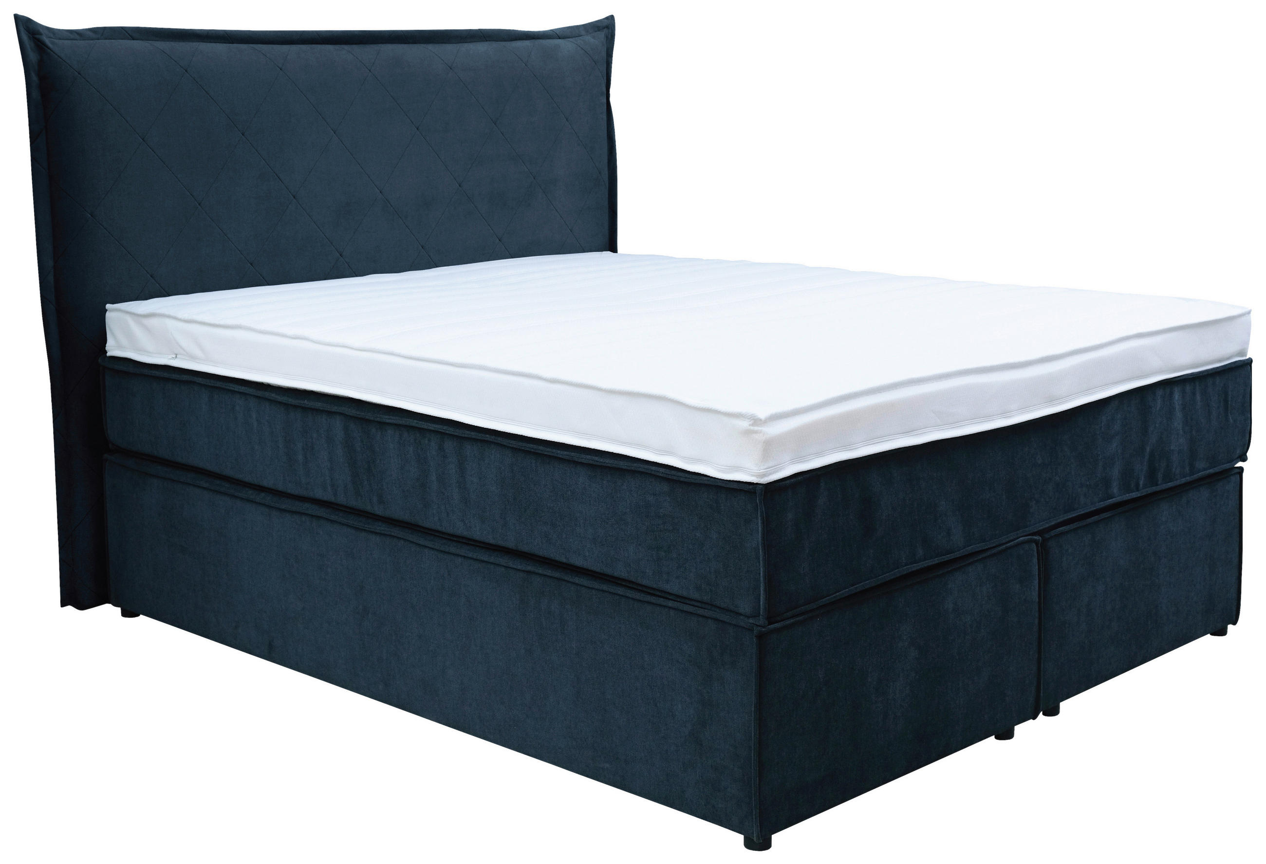 BOXSPRINGBETT 140/200 cm  in Dunkelblau  - Schwarz/Dunkelblau, KONVENTIONELL, Kunststoff/Textil (140/200cm) - Boxxx