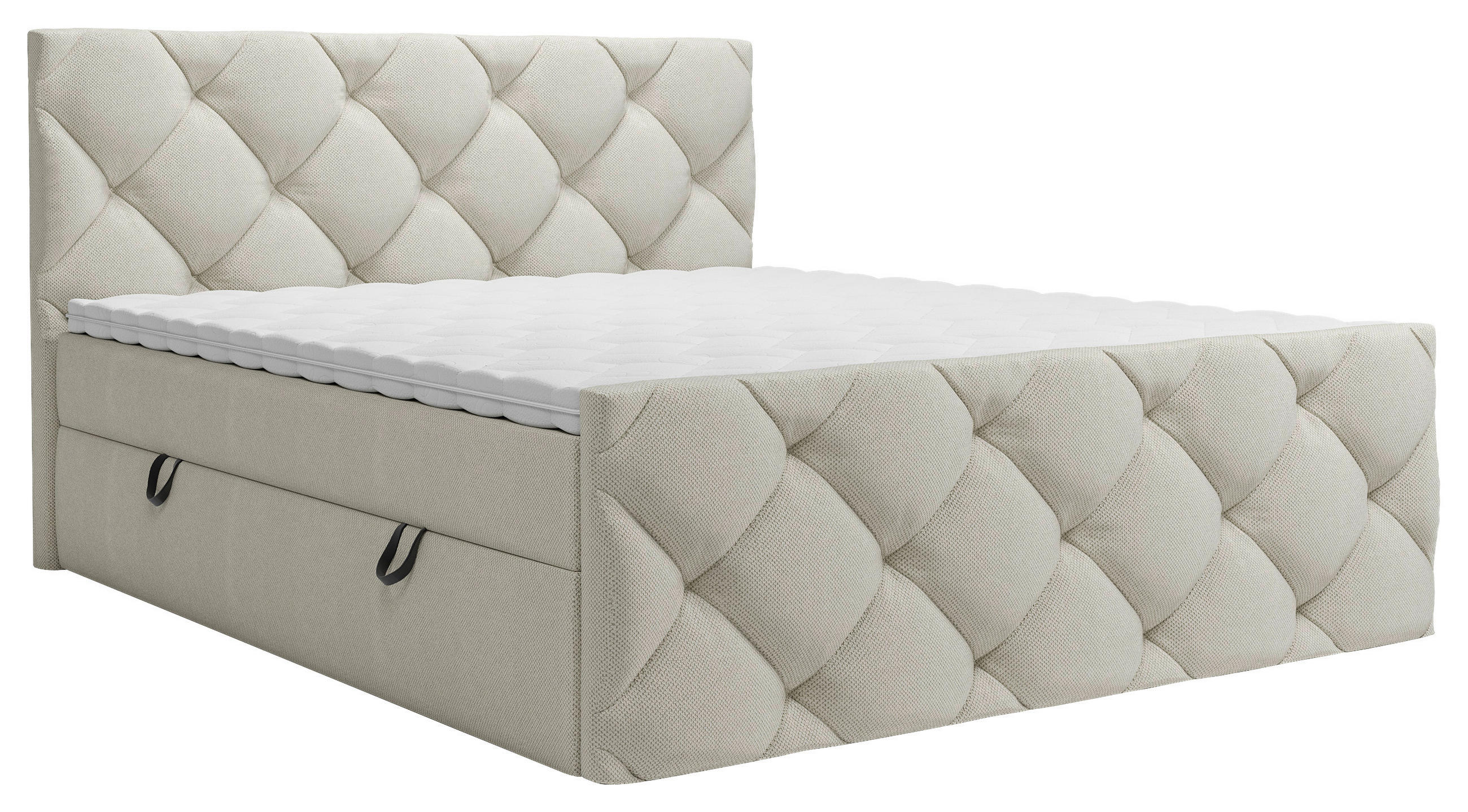 BOXBETT 160/200 cm  in Creme  - Creme/Schwarz, Konventionell, Kunststoff/Textil (160/200cm) - Carryhome