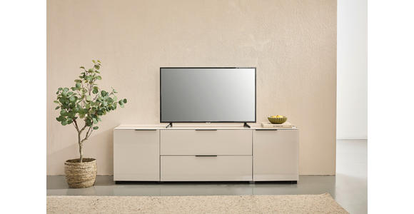 LOWBOARD  in 180/54.7/42 cm  - Kaschmir/Schwarz, Design, Glas/Holzwerkstoff (180/54.7/42cm) - Novel