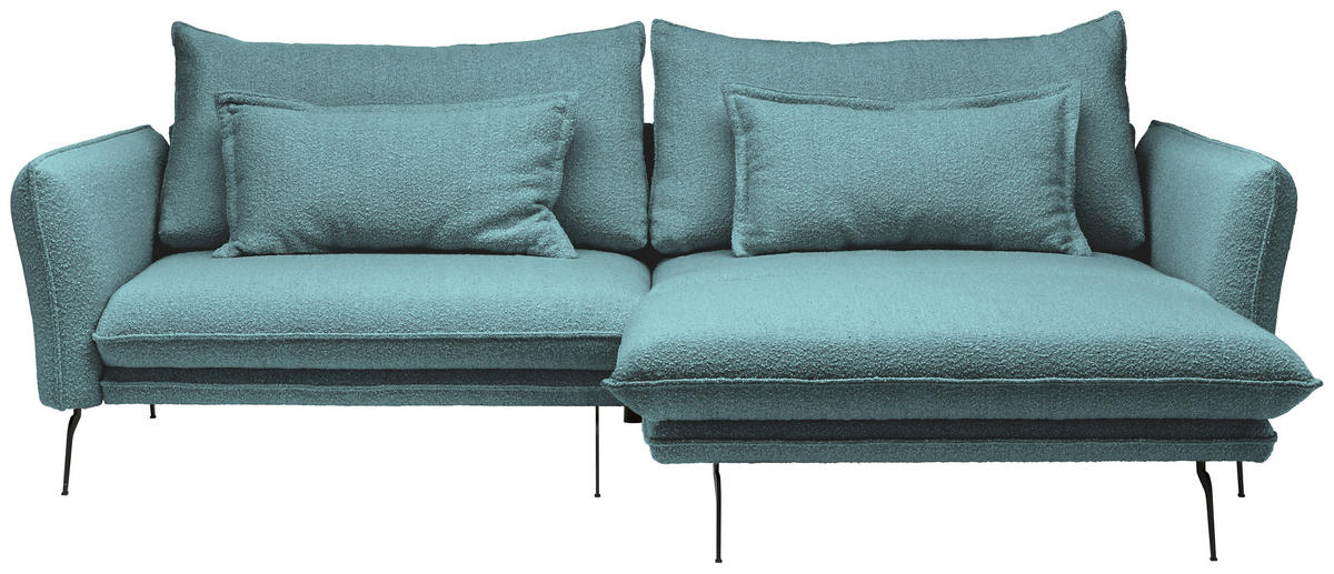 ECKSOFA Hellblau Bouclé  - Schwarz/Hellblau, Design, Textil/Metall (277/182cm) - Stylife