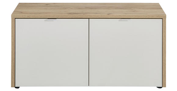 GARDEROBENBANK Eichefarben, Kaschmir - Kaschmir/Eichefarben, Design, Glas/Kunststoff (98/48/40cm) - Voleo