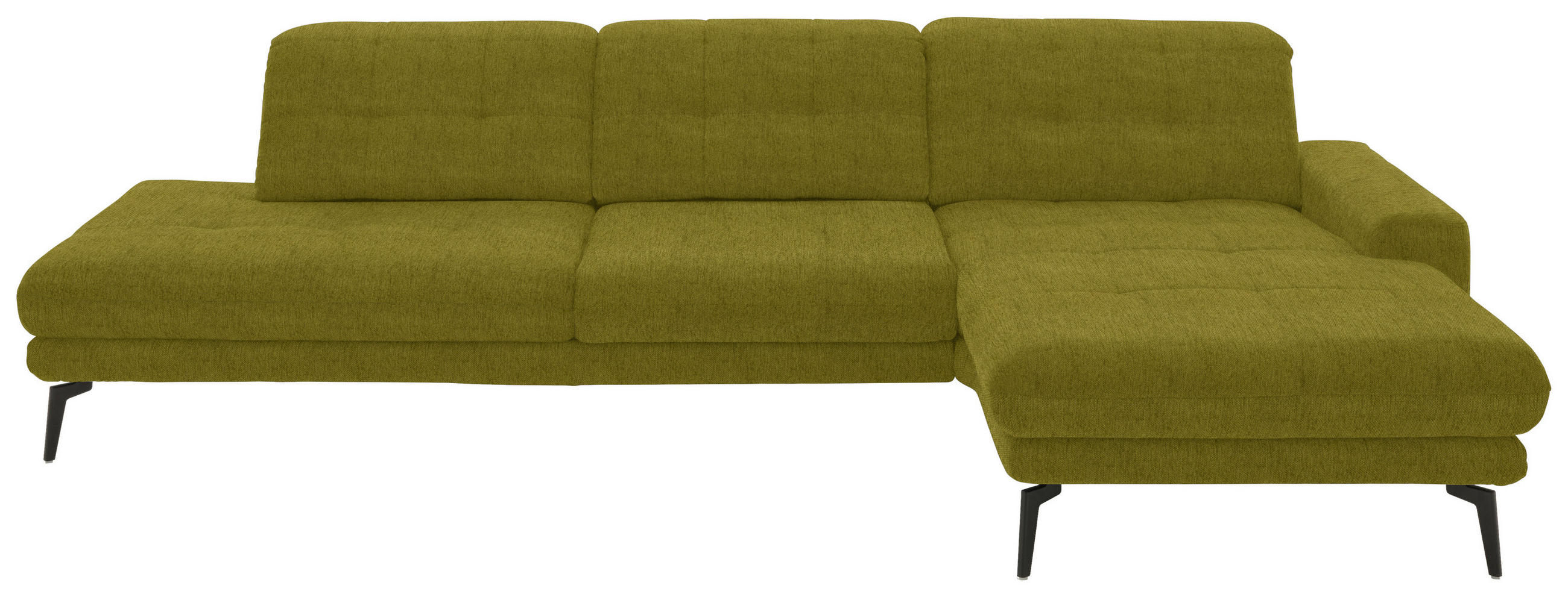 ECKSOFA in Flachgewebe Grün  - Schwarz/Grün, Design, Textil/Metall (309/190cm) - Beldomo Style