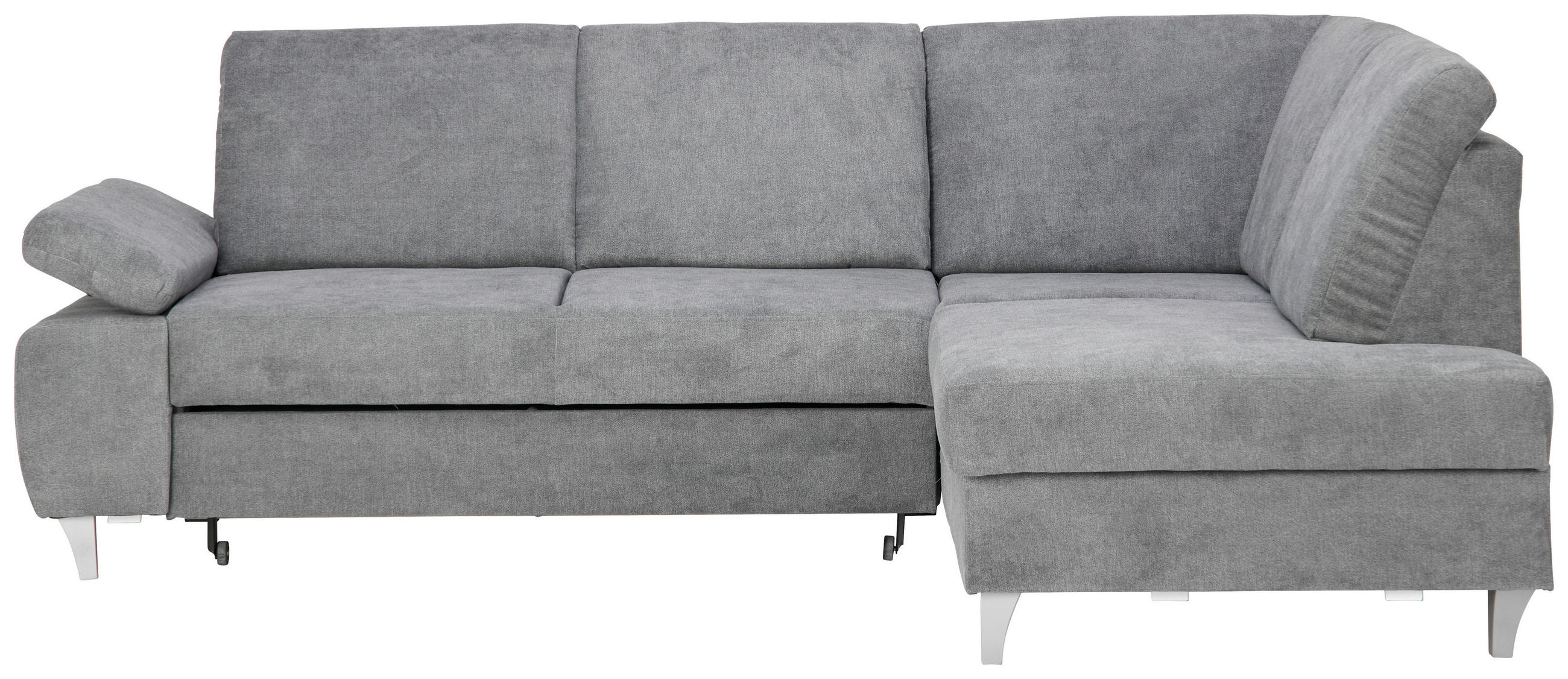 ECKSOFA in Flachgewebe Dunkelgrau  255/186 cm  - Dunkelgrau/Silberfarben, KONVENTIONELL, Holz/Textil (255/186cm) - Cantus