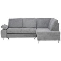 ECKSOFA in Flachgewebe Dunkelgrau  255/186 cm  - Dunkelgrau/Silberfarben, KONVENTIONELL, Holz/Textil (255/186cm) - Cantus