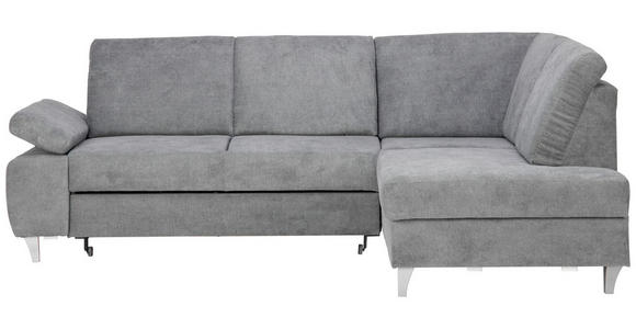 ECKSOFA in Flachgewebe Dunkelgrau  - Dunkelgrau/Silberfarben, KONVENTIONELL, Holz/Textil (255/186cm) - Cantus