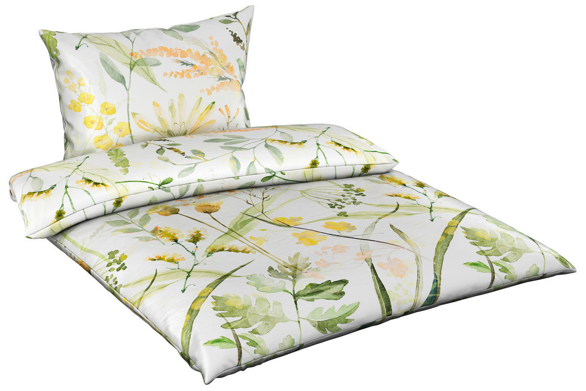 POSTELJINA FROWN 140/200 cm saten zelena, bela  - zelena/bela, Konvencionalno, tekstil (140/200cm) - Esposa