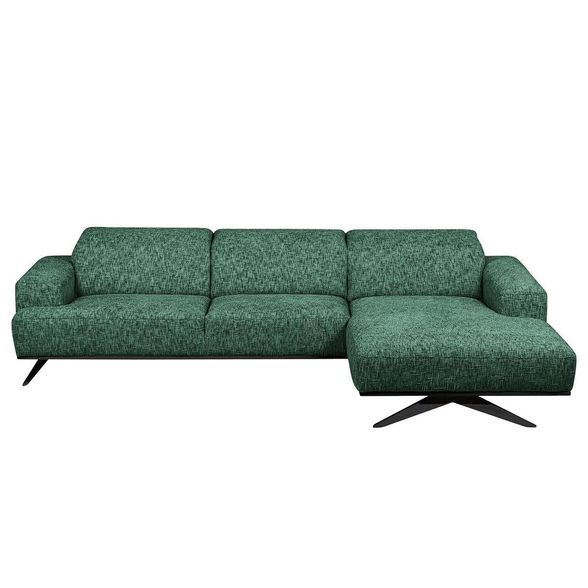 ECKSOFA PORTLAND in Struktur Grün Kopfteilverstellung  295/187 cm  - Schwarz/Grün, Design, Holz/Textil (295/187cm) - Livetastic