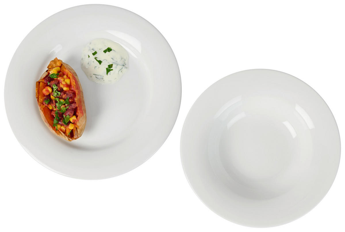 Serviciu De Masă 8 piese  - alb, Basics, ceramică - Novel