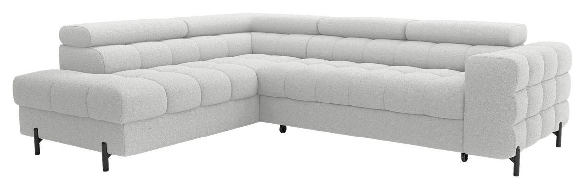 ECKSOFA FERUCCE in Teddystoff Grau  200/276 cm  - Schwarz/Grau, Design, Textil/Metall (200/276cm) - MID.YOU