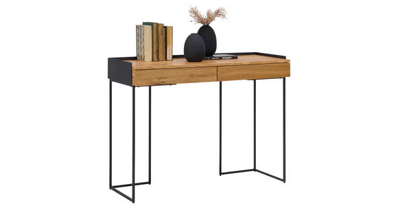 KONSOLENTISCH Eiche furniert Naturfarben, Schwarz - Schwarz/Naturfarben, LIFESTYLE, Holz/Holzwerkstoff (100/40/77cm) - Xora