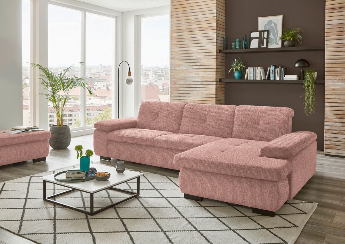 ECKSOFA in Flachgewebe Orange  - Schwarz/Orange, Design, Textil/Metall (297/174cm) - Beldomo Style