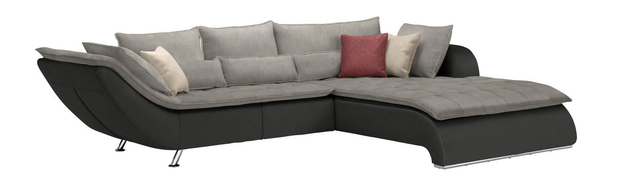 SOFFA i textil ljusgrå, mörkgrå  - mörkgrå/kromfärg, Design, metall/textil (300/220cm) - Livetastic