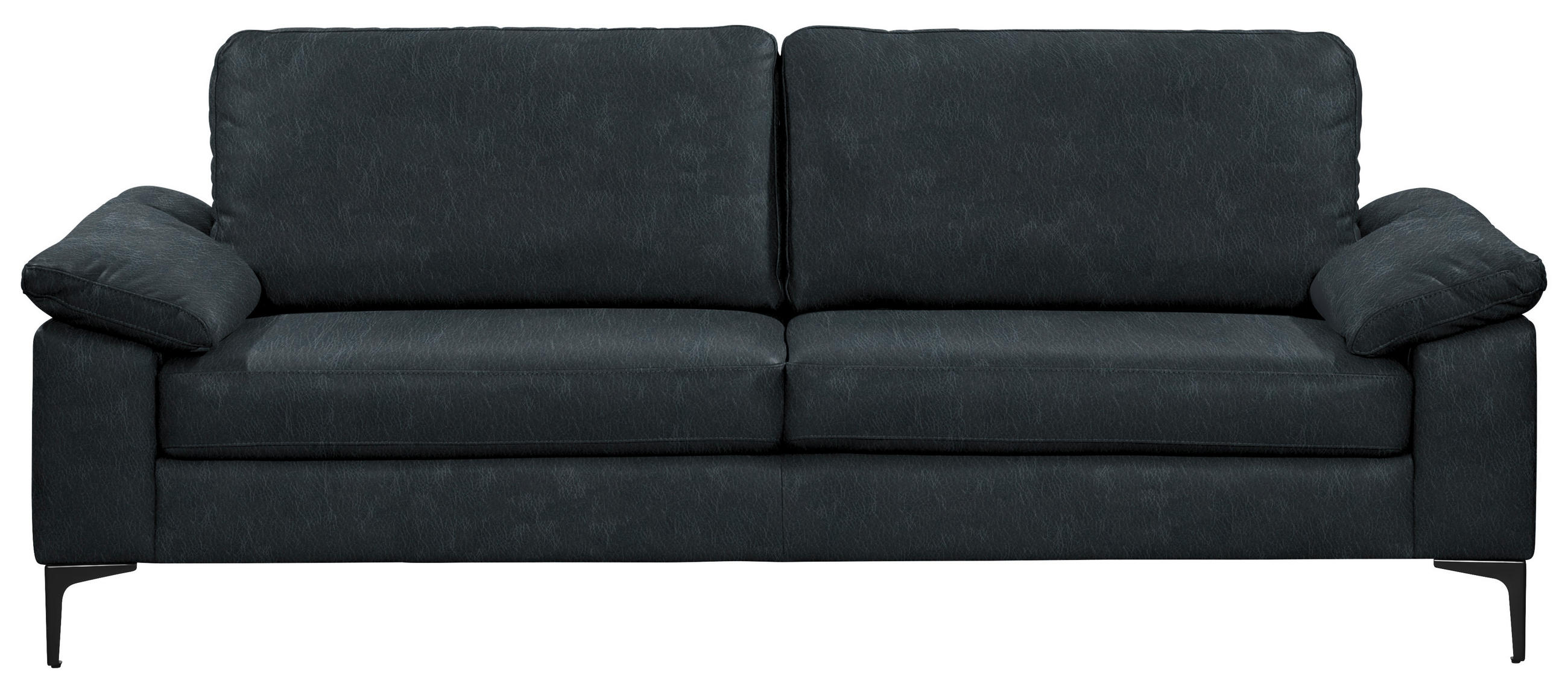 2,5-SITZER  in Echtleder Dunkelblau   - Schwarz/Dunkelblau, Design, Leder/Metall (204/83/97cm) - Schöner Wohnen